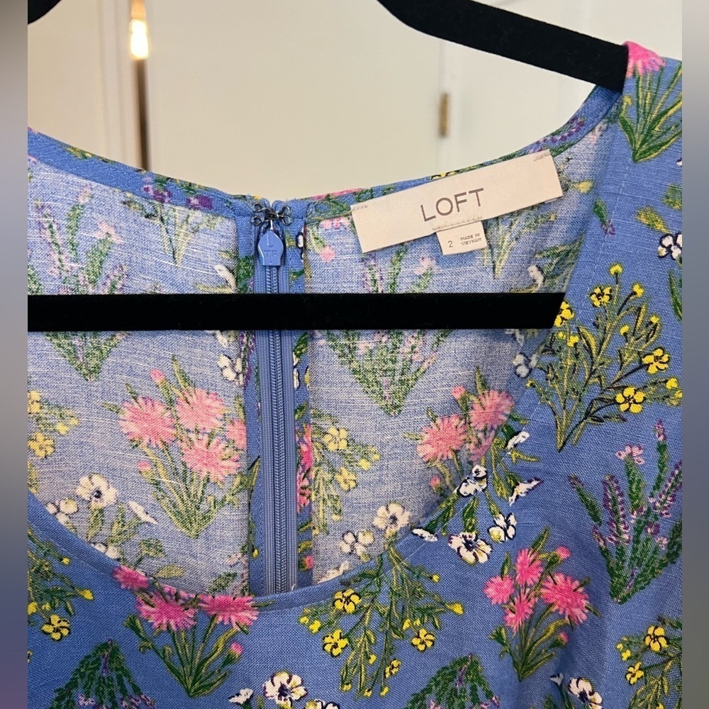 LOFT Floral U-Neck Puff Sleeve Dress size 2 (E103) - Picture 12 of 15